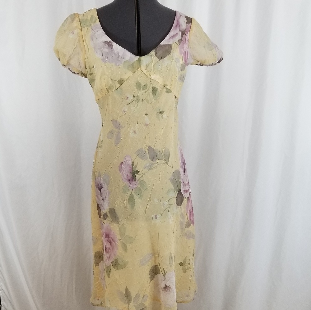 Womens Yellow with Purple flower Dress